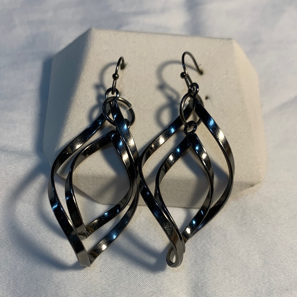 Twisted Black Metal Earrings